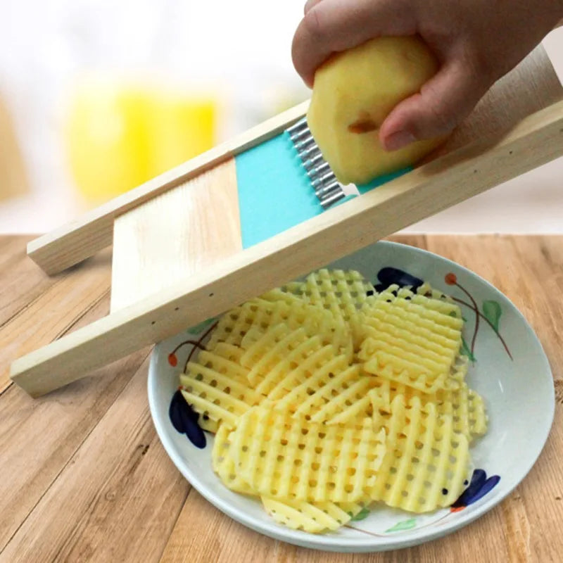 Fries Grid Stainless Potato Grid Steel Potato Kitchen Wooden